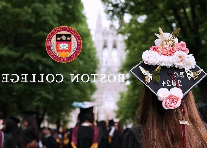 female graduate wearing a decorated mortarboard on Linden Lane