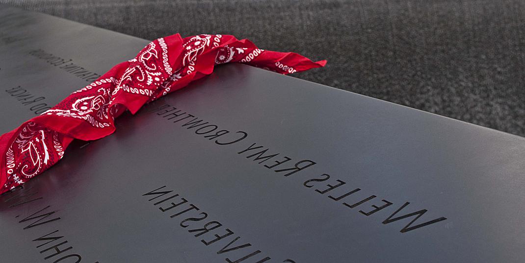 Red bandanna at the 9-11 memorial