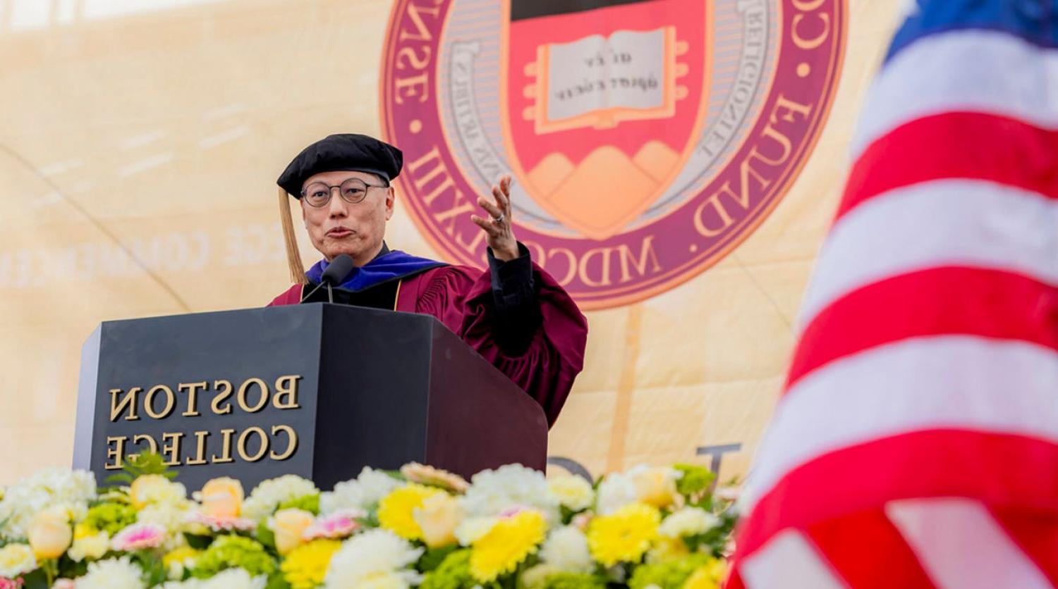 Cardinal Chow at the podium